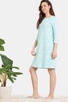 Zivame Hide N Seek Knit Cotton Knee Length Nightdress - Ice Green — thumbnail 3